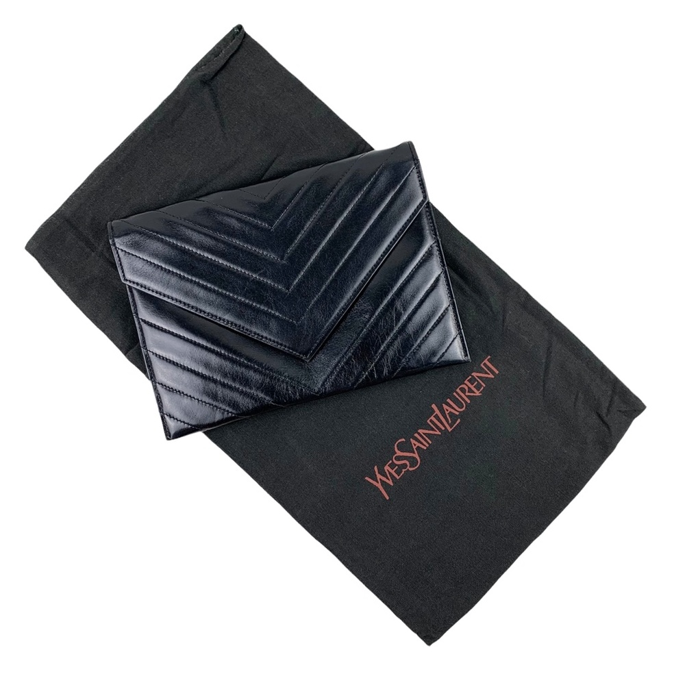 - YSL Vintage Quilted Leather Clutch Bag